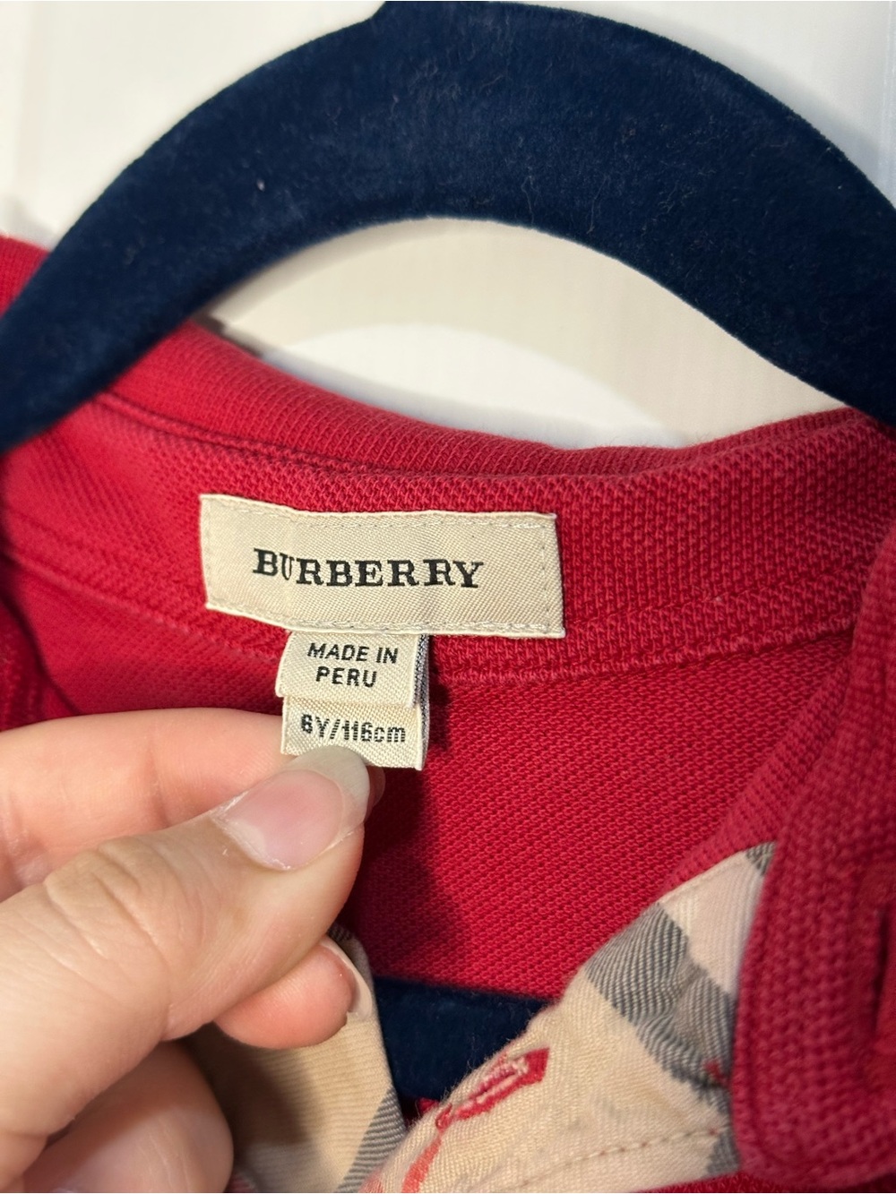 Burberry Red White Logo Long Sleeve Polo Shirt Sz 6Y Streetwear Preppy Winter - Picture 9 of 10